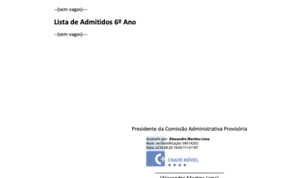 Lista de alunos admitidos no 2.º CEB 2024-2025