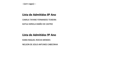 Lista de alunos admitidos no 3.º CEB 2024-2025