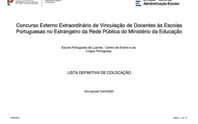 Concurso externo extraordinário de vinculação de docentes – Listas Definitivas