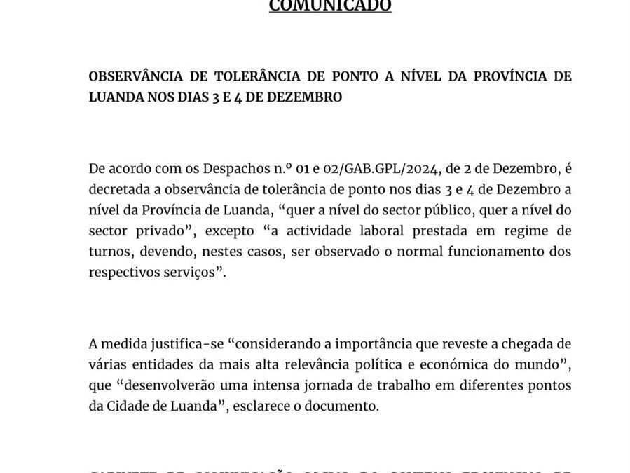 Encerramento da Escola Portuguesa de Luanda nos dias 3 e 4 de dezembro