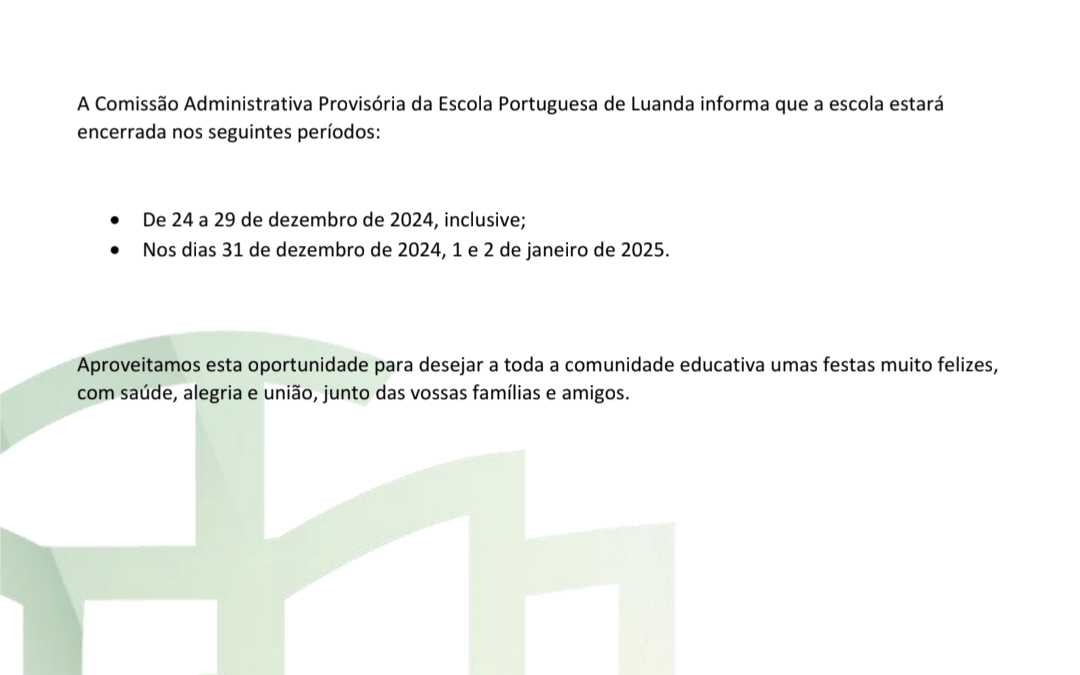 Comunicado – Escola Encerrada
