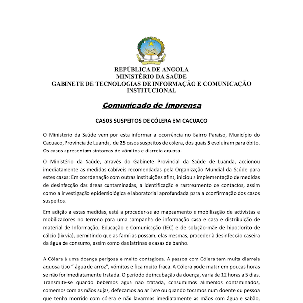 Comunicado – Ministério da Saúde