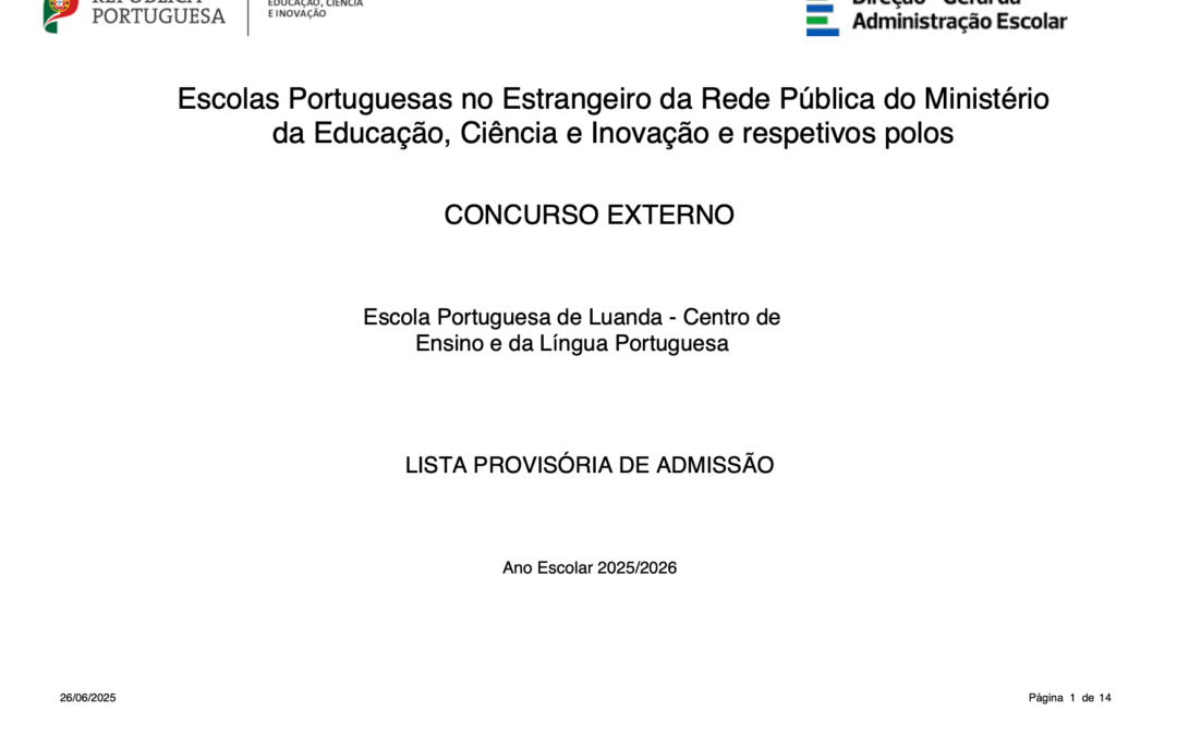 Listas provisórias de admissão e de exclusão – Concurso Externo de vinculação de docentes à EPL 2025/2026