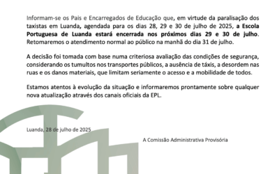 Escola Portuguesa de Luanda encerrada nos dias 29 e 30 de julho de 2025