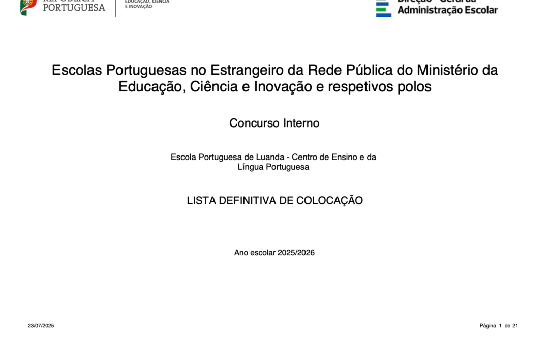Listas definitivas dos Concursos Interno e Externo de vinculação de docentes à EPL 2025/2026