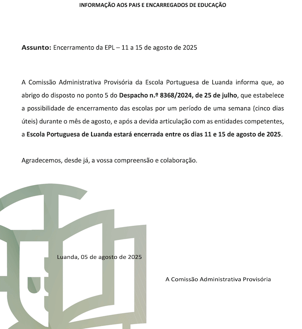 Comunicado: Encerramento da EPL – 11 a 15 de agosto de 2025