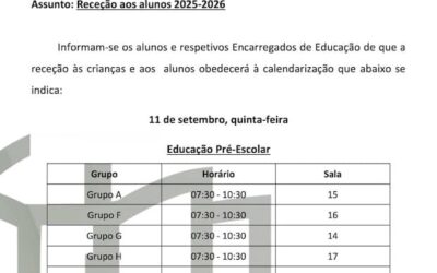 Receção aos alunos 2025-2026