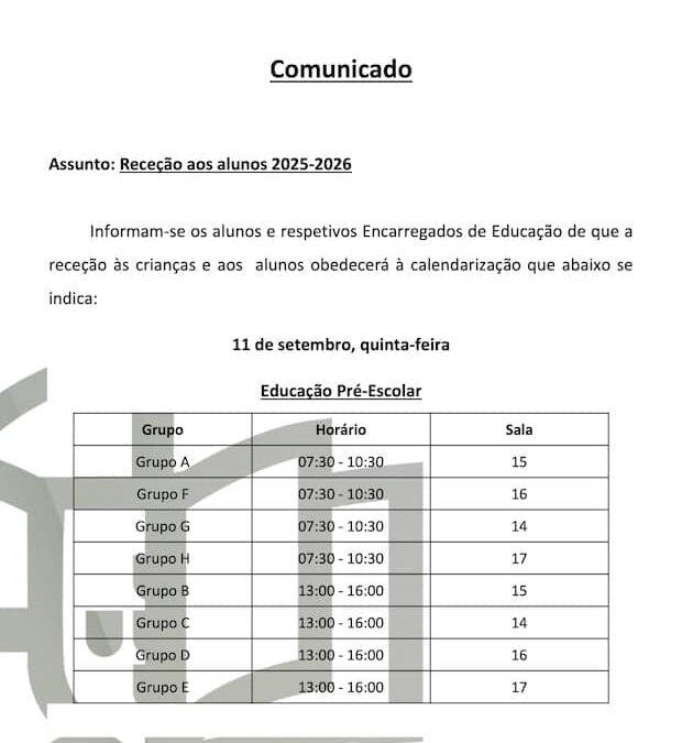 Receção aos alunos 2025-2026