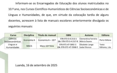 Nota Informativa: Manuais Escolares