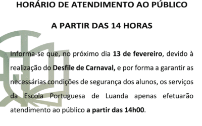 13 de fevereiro – Horário de atendimento ao público