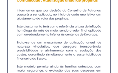 Atualização anual de propinas