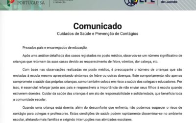 Comunicado – Cuidados de Saúde e Prevenção de Contágios