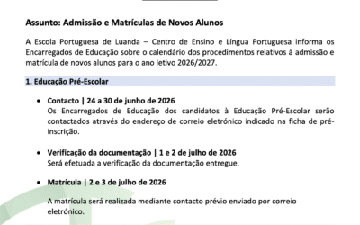 Admissão e Matrículas de Novos Alunos