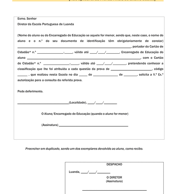 Modelo 09 – Requerimento para consulta da prova