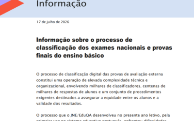 Informação sobre o processo de classificação dos exames nacionais e provas finais do ensino básico