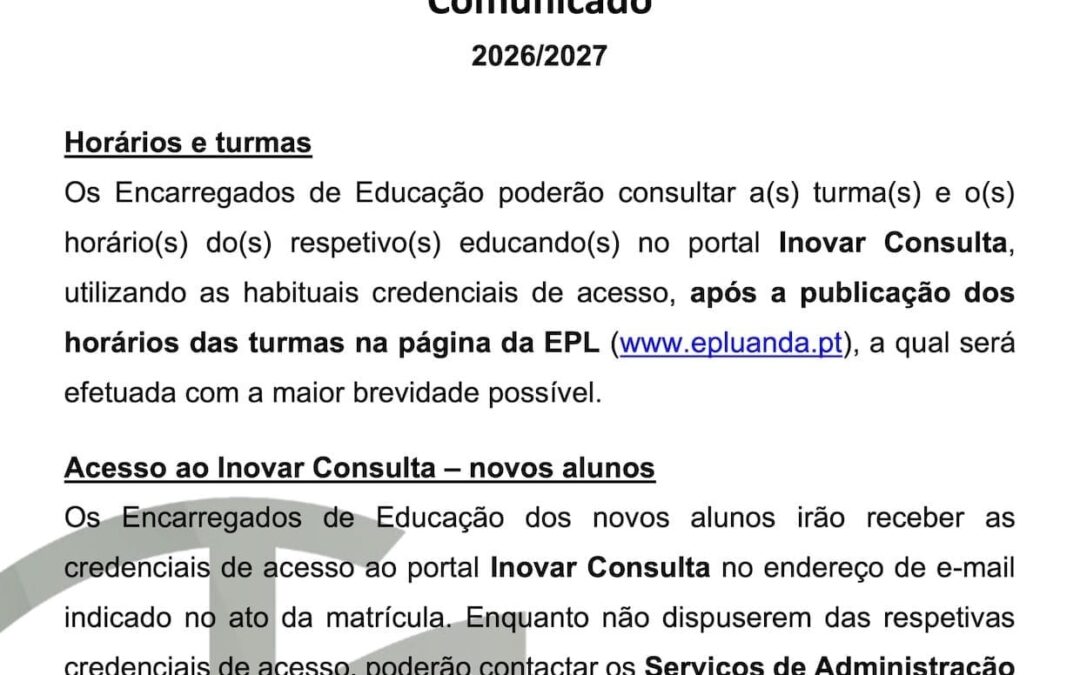 Abertura do ano letivo 2026-2027
